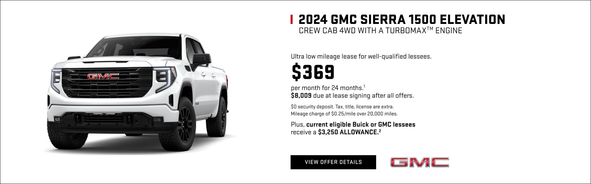 Ultra low mileage lease for well-qualified lessees.

$369 per month for 24 months.1 

$8,009 due ...