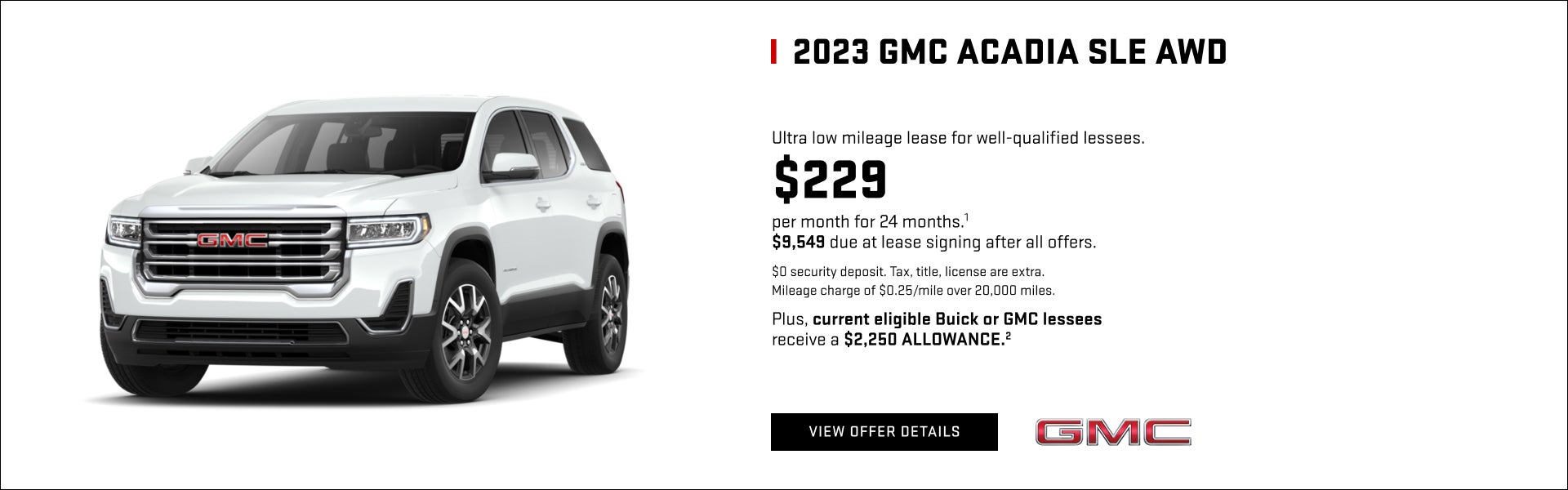 Ultra low mileage lease for well-qualified lessees.

$229 per month for 24 months.1 

$9,549 due ...